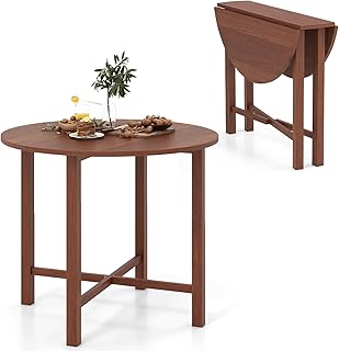 GOFLAME Round Drop Leaf Dining Table for 2-4 People, 36” Folding Kitchen...