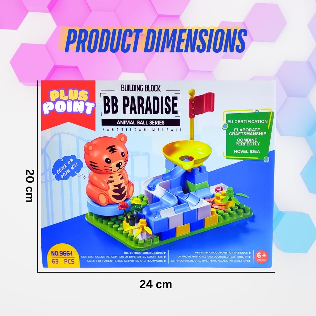 PLUSPOINT Marble Run Building Blocks for Kids Ages 4-8, Classic Size Blocks Set, Crazy Marble Run Building Blocks with 2 Balls Race Track, STEM Toys Bricks Set Toys for Boys & Girls 4