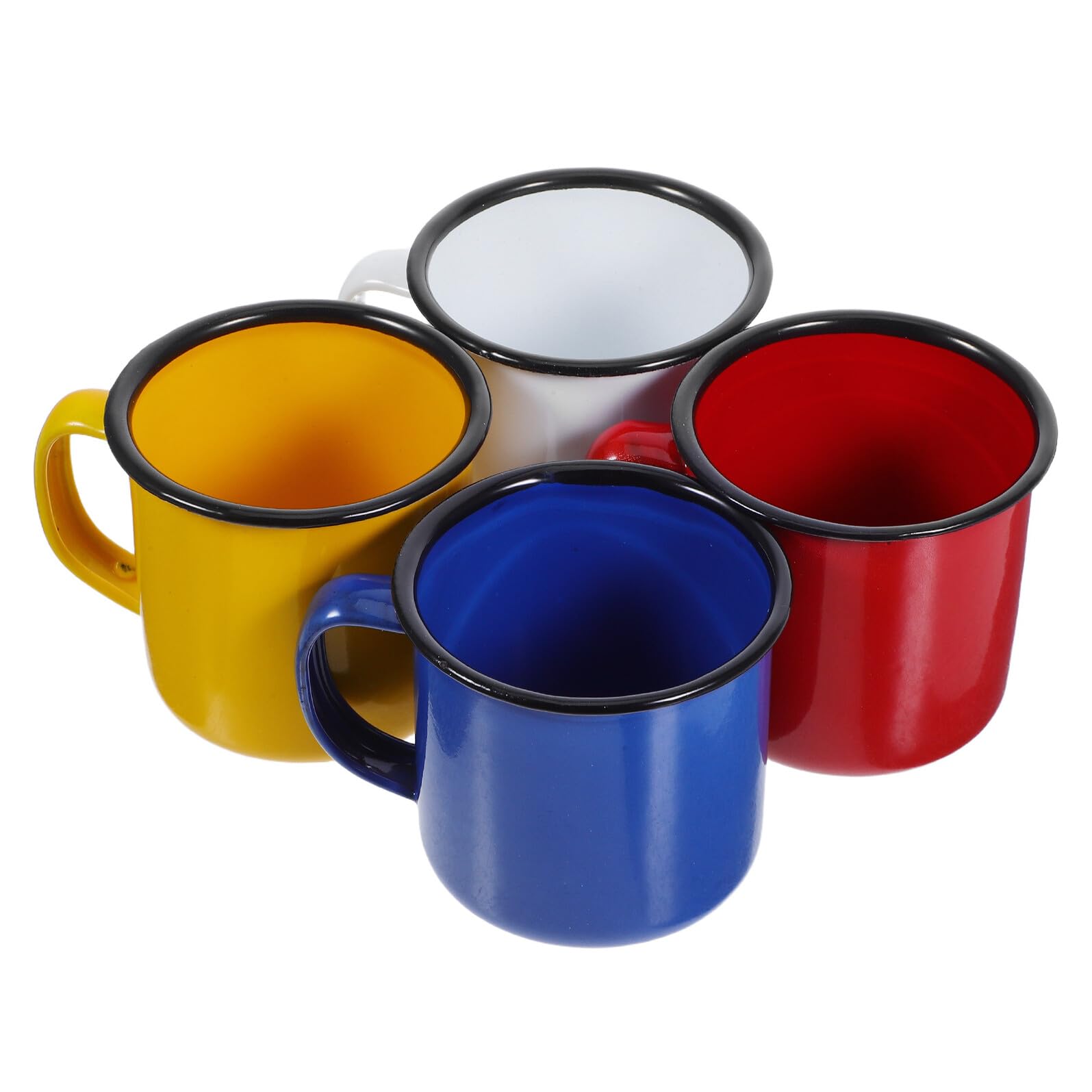 VANZACK Emaillebecher Praktisches Design mit Einfachem Stil 4 Stück für Camping und Zuhause Vintage Trinkbecher aus Langlebigem Emaille für Cafés und Outdoor