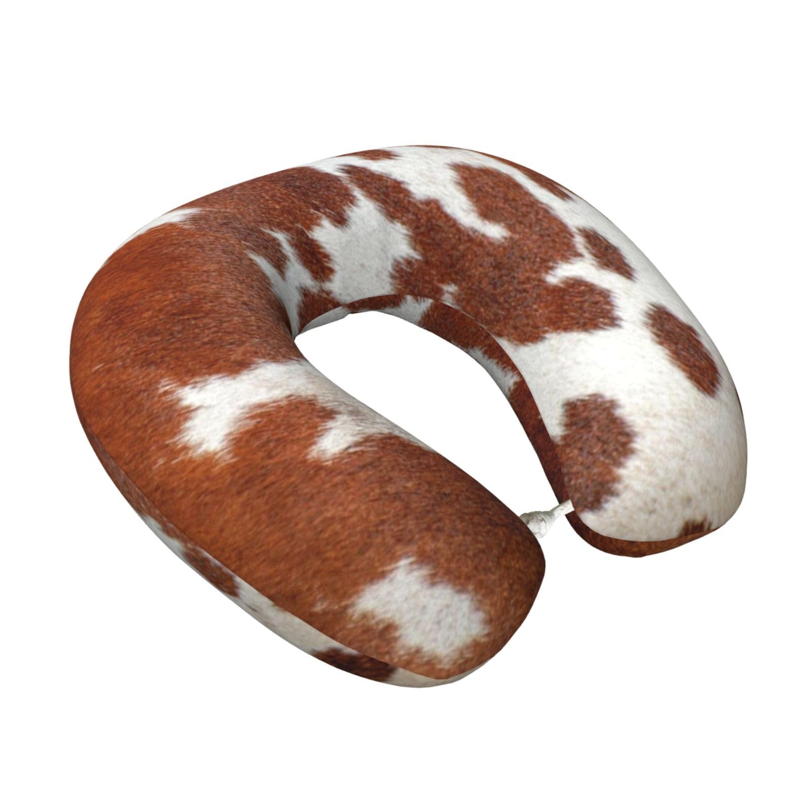 LKYMOH Cow Skin, Travel Neck Pillow U-Shaped Memory Neck Support Soft Comfortable With Washable Cover For Airplane Car Traveling and Office