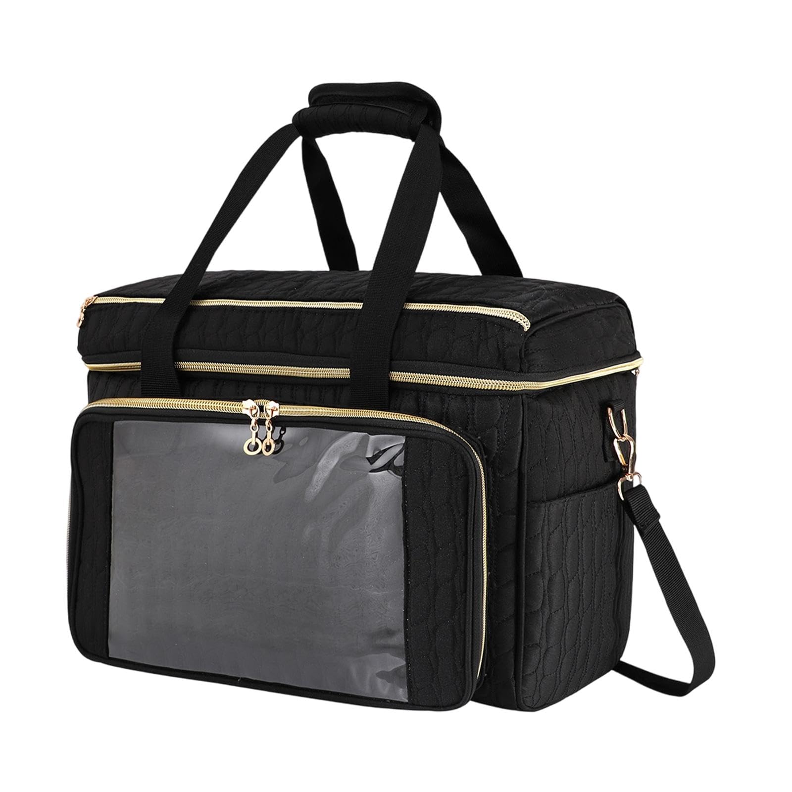 Bolsa de Tejer, Soporte para Guardar Hilo, Elegante Bolsa de Costura, Accesorios, Asa Portátil para Mesa de Parque, Negro, Individual