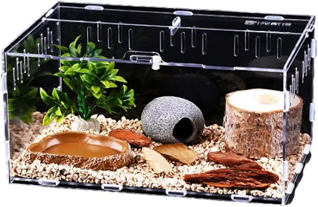 Terrario per Tartarughe di Terra, Acrilico Robusto per Rettili e Animali Piccoli
