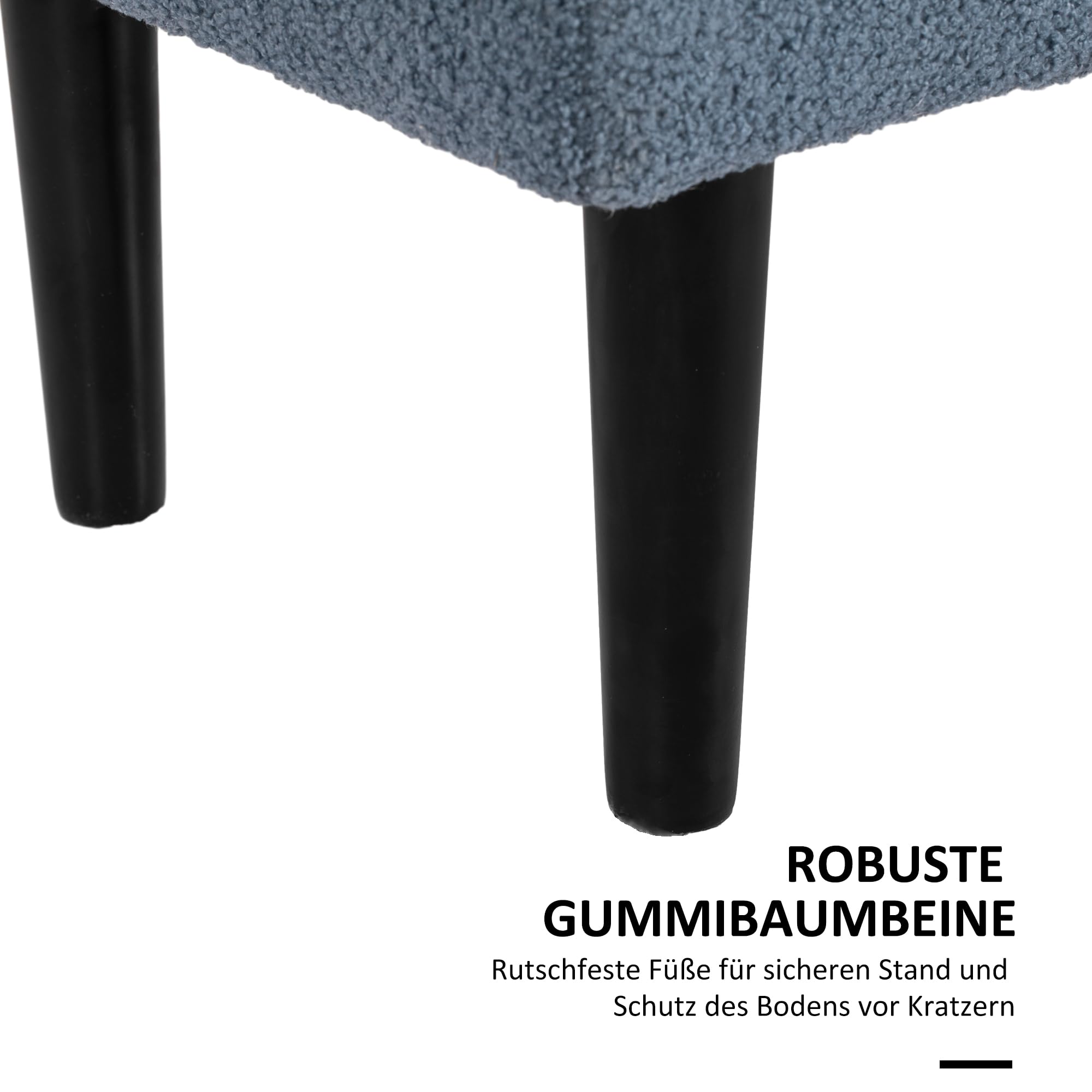 HOMCOM Sitzbank mit Stauraum Polsterbank Klappdeckel 95 x 38 x 45 cm Blau | Samtoptik, Sitztruhe mit Holzbeine, Truhenbank Bettbank, Wohnzimmer, Schlafzimmer, Flur
