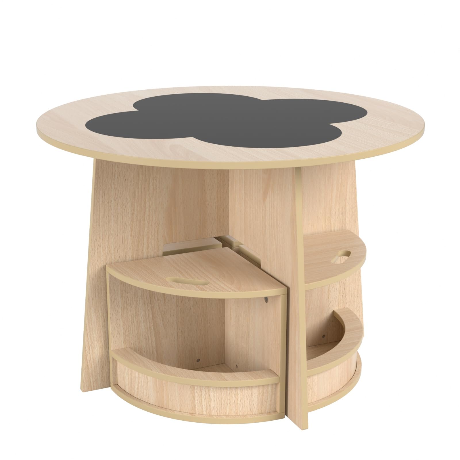 LIFEZEAL Mesa infantil con 4 sillas, mesa de pintura redonda con 4 taburetes de almacenamiento, mesa de actividades con tablero de pizarra, grupo de asientos infantiles para niños a partir de 3 años