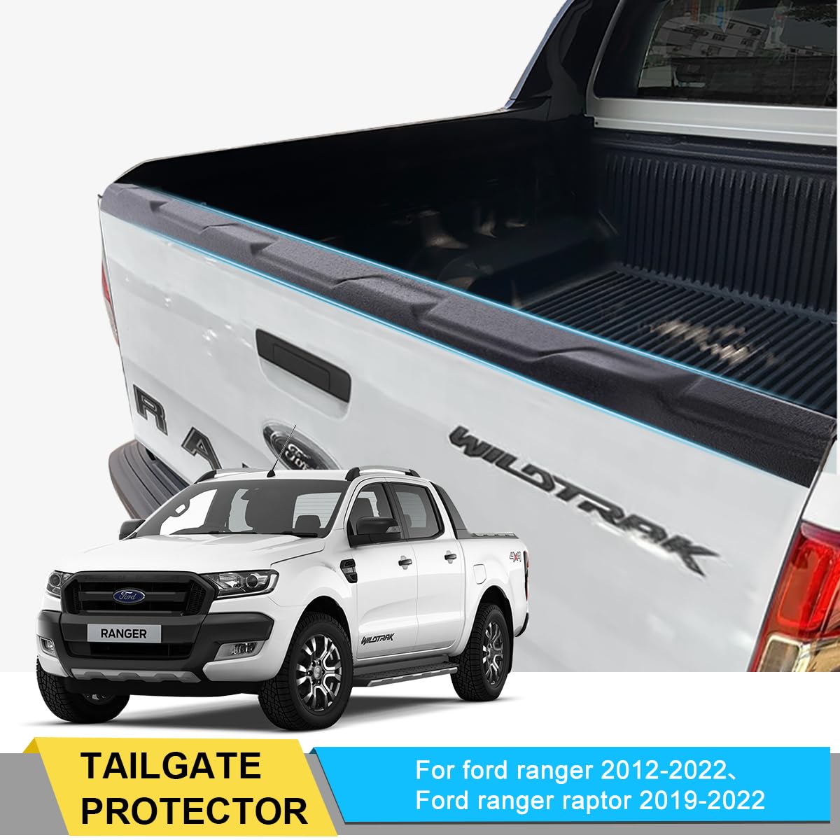 Housse de Protection de seuil de Coffre pour Ford Ranger Wildtrak 2012-2022 Raptor Limited XL XLT T6 T7 T8 MK1 MK2 MK3