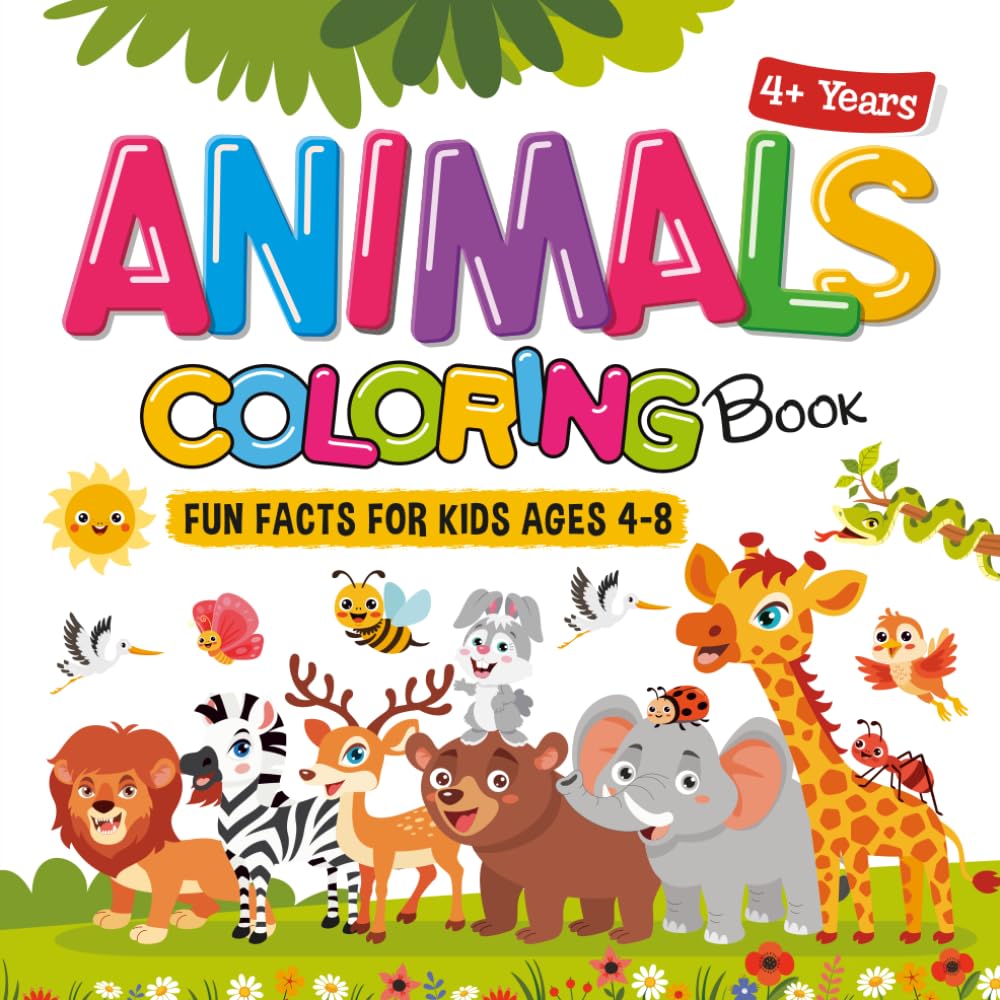 Animals Coloring Book for Kids: Fun Facts, Cute Animals, and Easy Coloring Pages for Ages 4–8 (Little Learners Coloring & Facts Series)