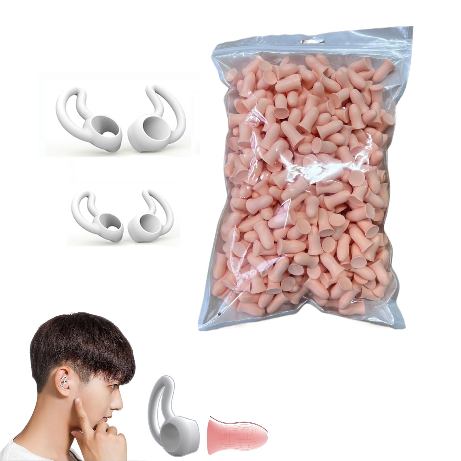 100/200/300 pares de tapones para los oídos de espuma ultrasuave, sin tapones auxiliares de silicona, para dormir, ronquidos, ruido industrial, trabajos al aire libre, color aleatorio (1 bolsa, color