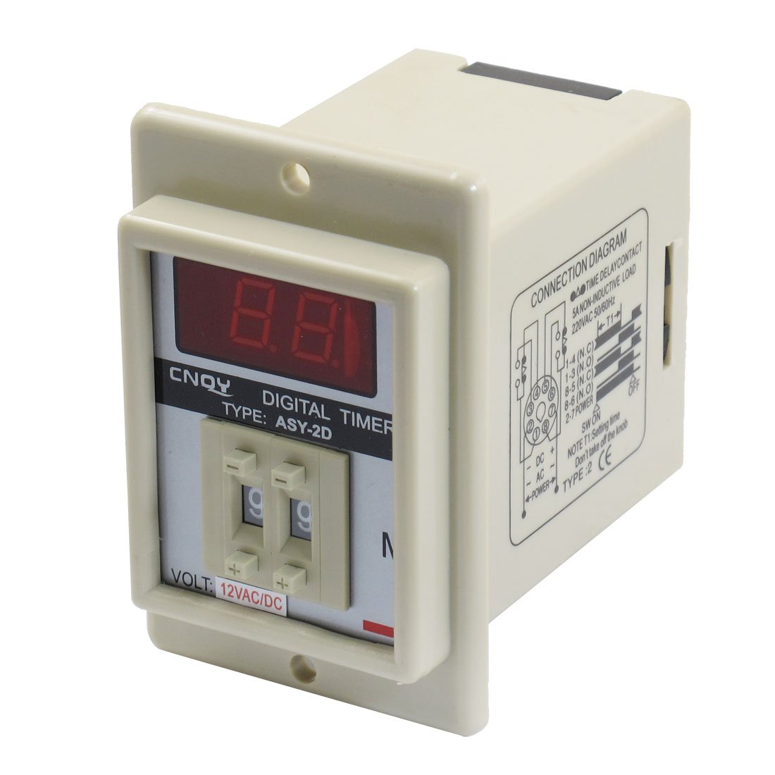 Temporizador digital MESKEL AC/DC 12V de 8 pines con retardo de tiempo ASY-3D beige para control