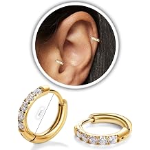 CZ Huggie Earrings for Women, Stainless Steel Hinged Small Hoop Earrings, Select Sizes, Colors and Sets for Cartilage Helix Lobe Ear Stack Jewelry