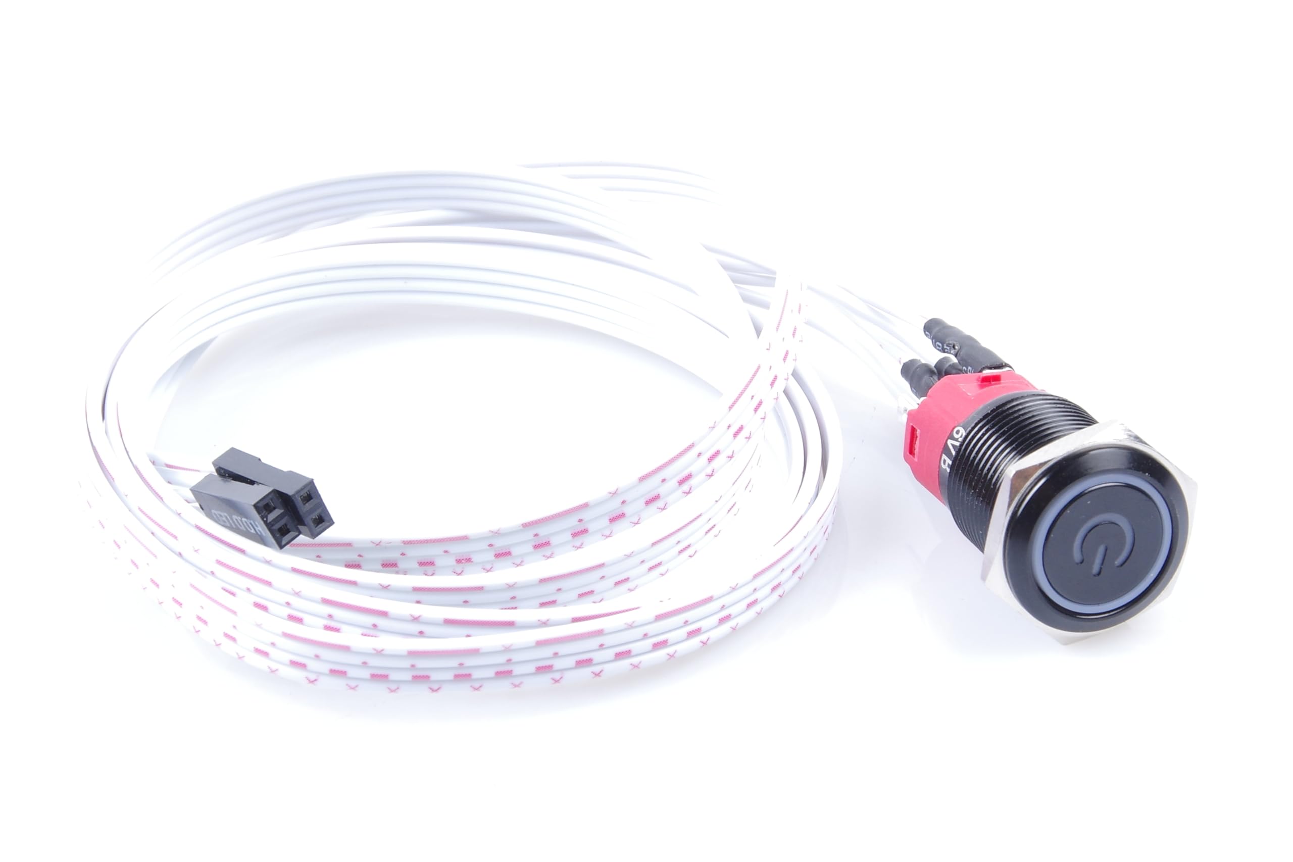 KNACRO 16mm Chassis Switch Metal Button Switch with 100CM 3.3FT Extension Cable Blue Switch Symbol Suitable for DIY Computer Switch and Restart Button(Switch Symbol, Blue)