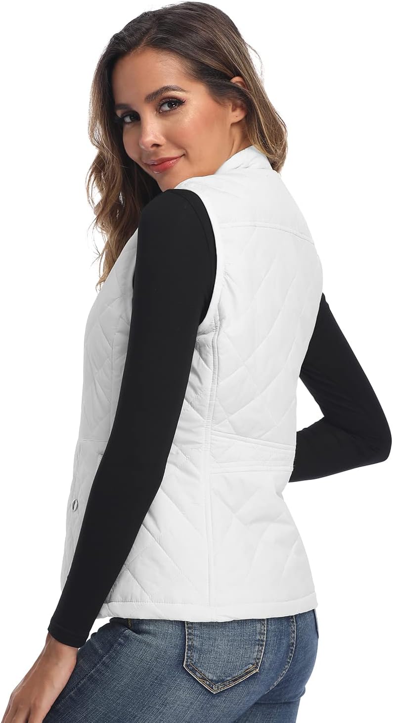 LONGKING Women's Vest, Stand Collar Lightweight Zip Quilted Vest for Women - Image 5
