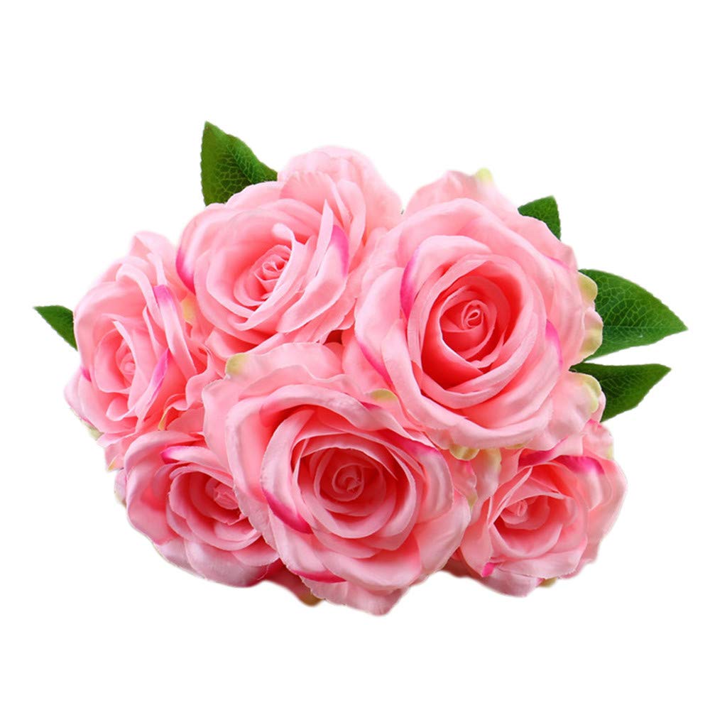 MuSheng Artificial flower Fake Flowers Vintage Artificial Rose Silk Flowers Bouquet Wedding Home Decoration 1 Pack (B)