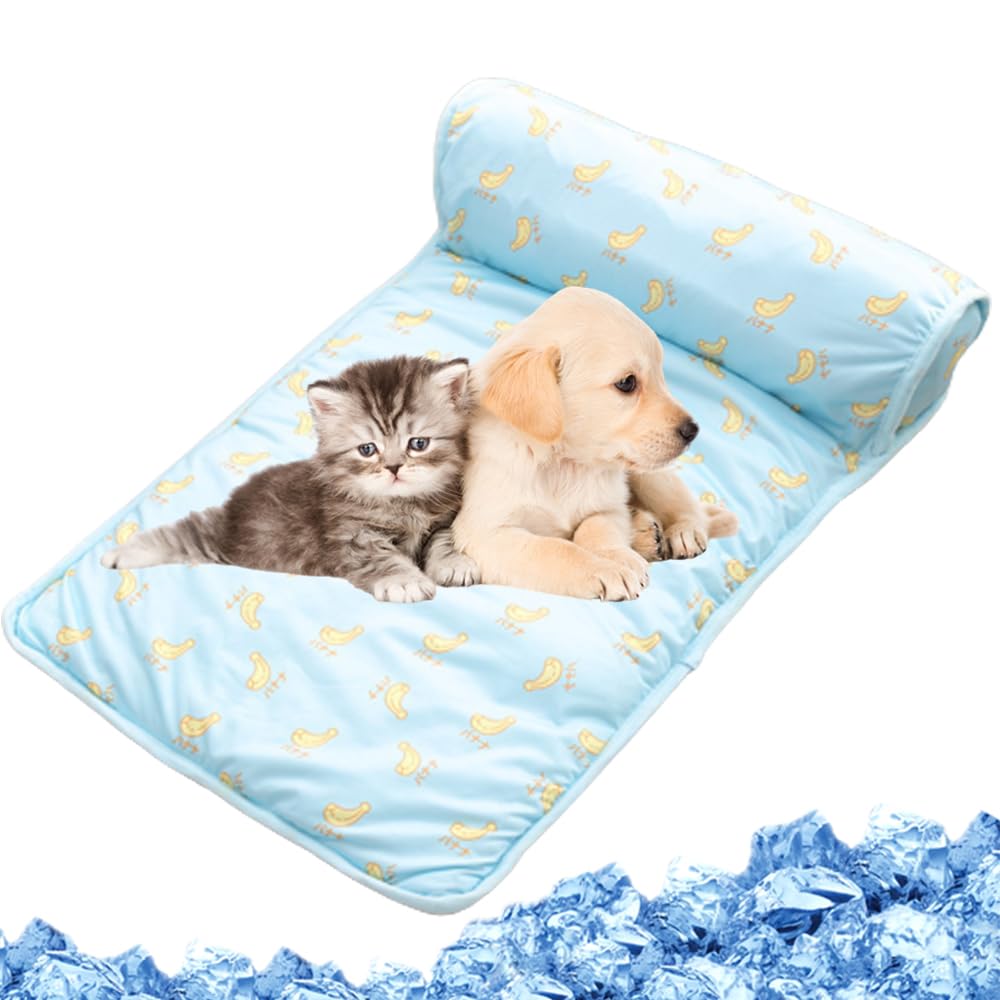 Tapis rafraîchissant pour animaux en soie de glace haut de gamme bleu