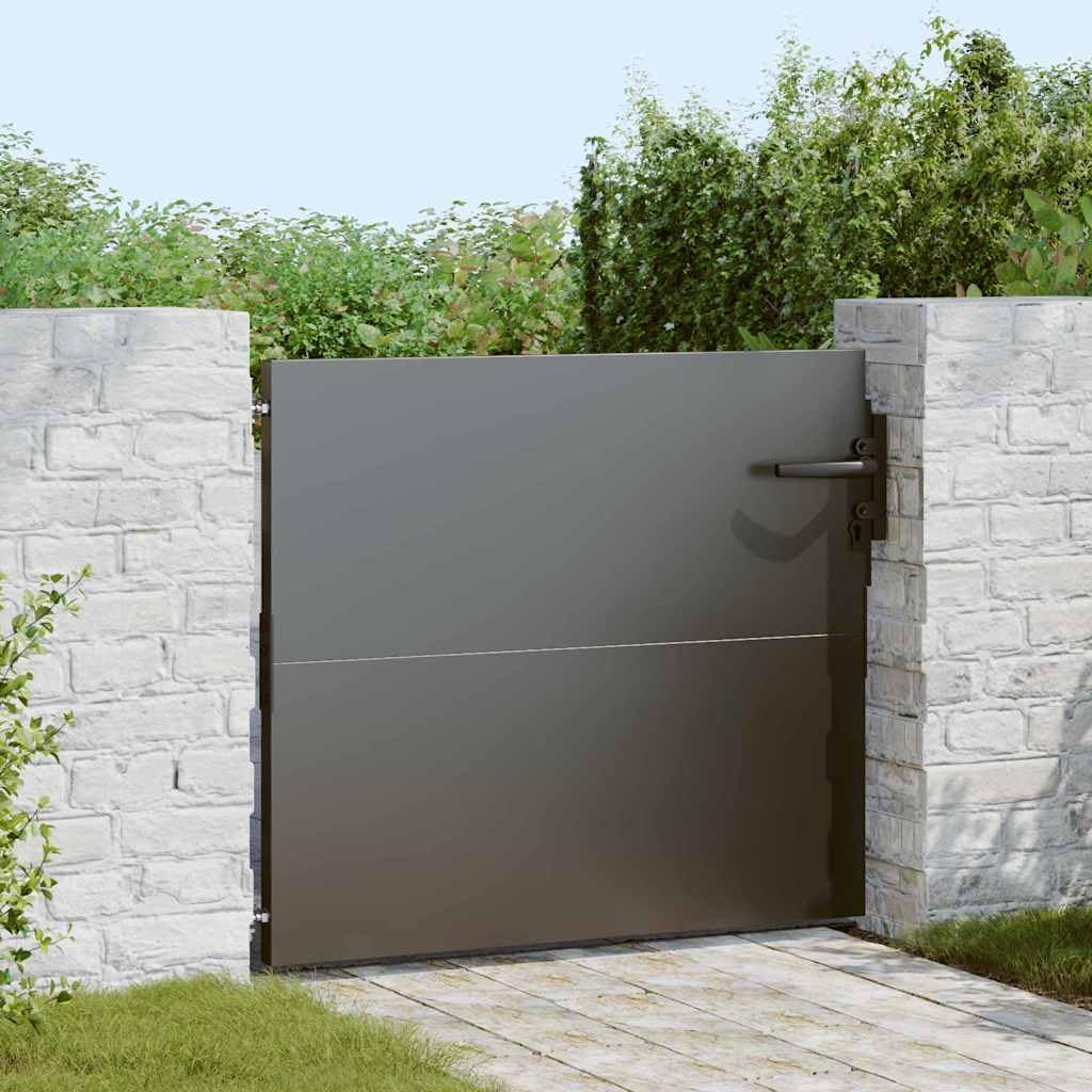 vidaXL Gartentor Schwarz 85 x 100 cm Pulverbeschichteter Stahl, Garten und Terrasse, rechteckiges, modernes Stahltor, wetterfest, sicheres Zugang, minimalistisches Design