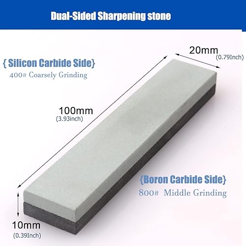 Miniatura 2 de LWCUSNJ 1 piedra de afilar de bolsillo, piedra de afilar de cuchillo práctico, carburo de boro de doble cara (800#)piedra rubí (3000#), 3.94 x 0.79