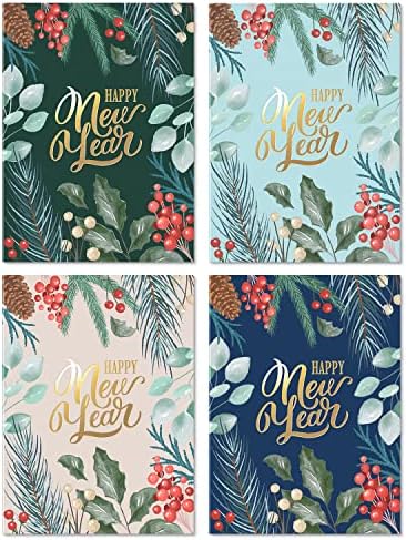 Sweetzer & Orange New Year Cards with Envelopes. 24 Set Box of Holiday Cards. Thick Note Cards and Envelopes, 300gsm Greeting Cards With Envelopes (120gsm). Happy Holidays and Thank You Cards