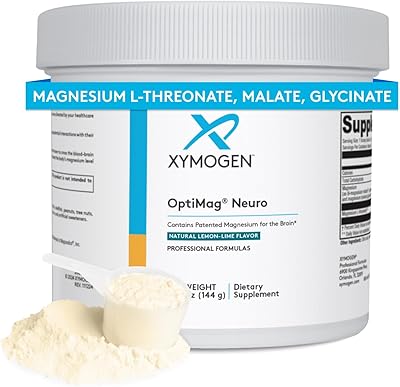 XYMOGEN OptiMag Neuro - Chelated Magnesium Powder - with Magnesium Glycinate & L-Threonate - Support Brain Health & Relaxation - Lemon Lime 60 Servings