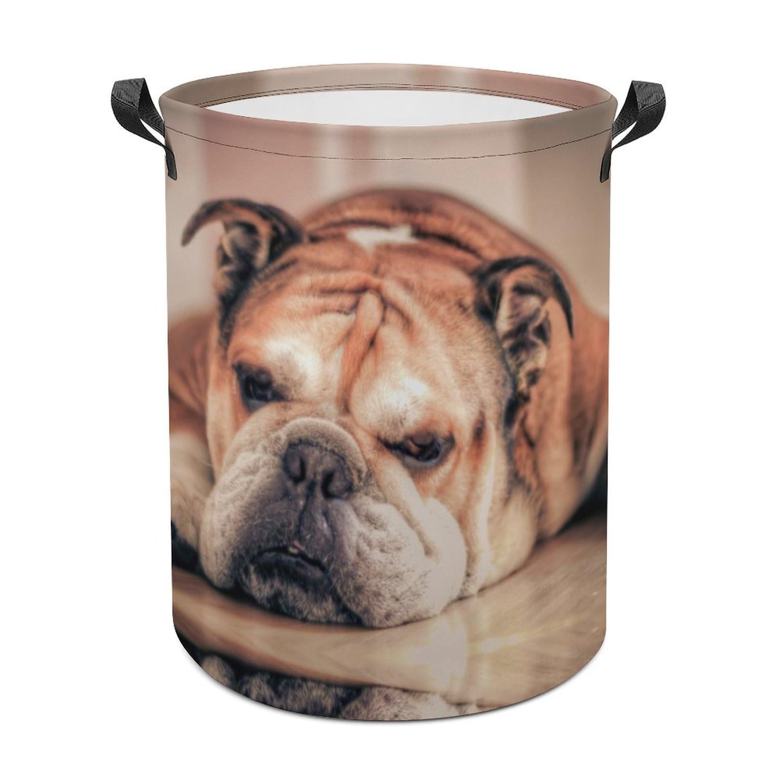 Wlntrophic Laundry Hamper, English Bulldog Laundry Basket, Washing Basket with Handle