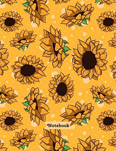 Notebook: Lined Journal - 8.5 x 11 in - 100 blank college ruled pages - Sunflower cover design