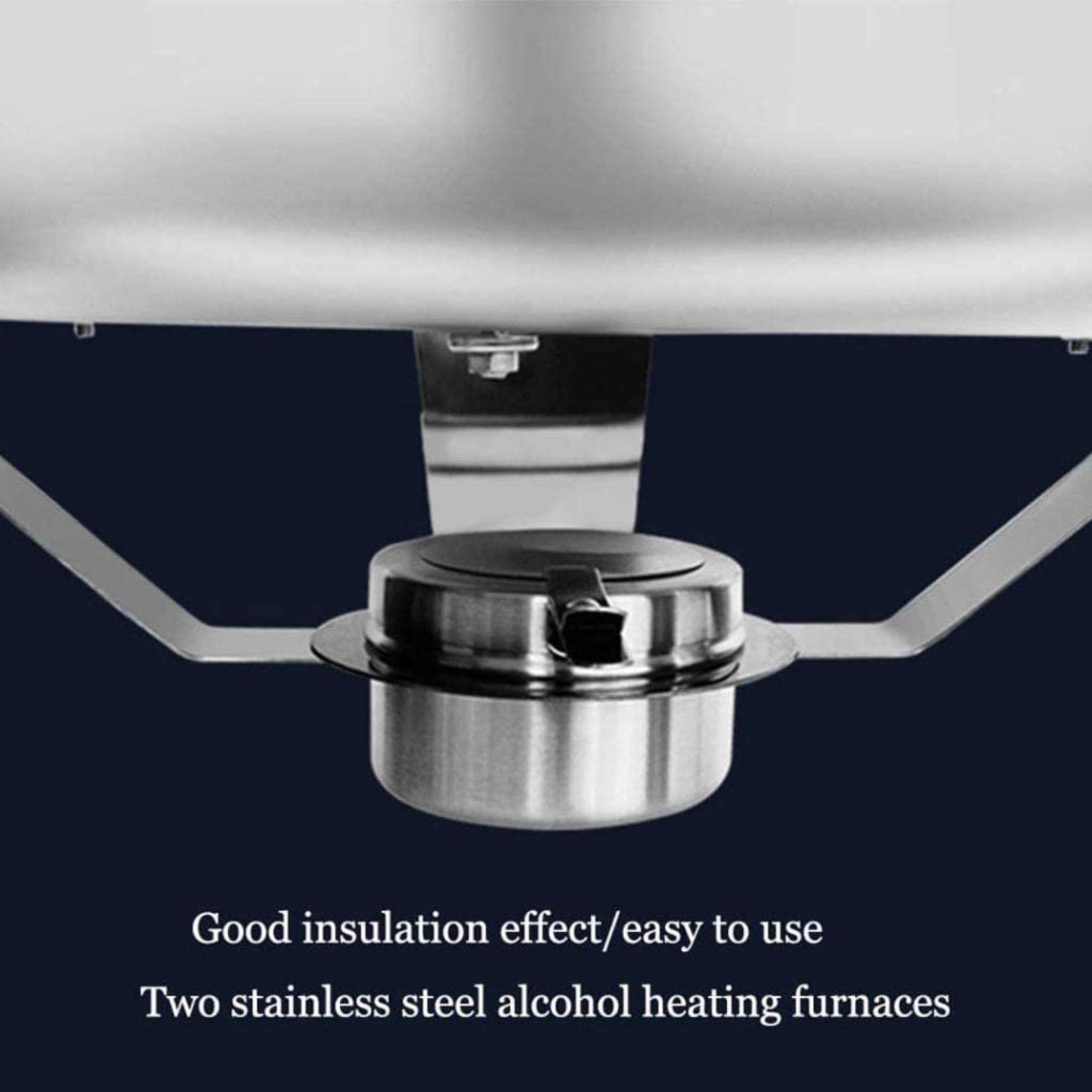 Chafing Dish in Acciaio Inox,Set di Chafing Dish Rotondi per Scaldare Gli Alimenti,Buffet,con Teglie per Alimenti E Porta-Combustibile,Set di Scaldavivande per Cateri,Full Cover