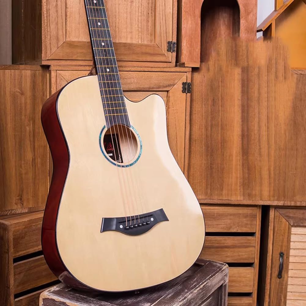Kit per chitarra acustica con corde in acciaio, completamente in legno lucido, con set di accessori premium e custodia, grigio, 104,1 cm
