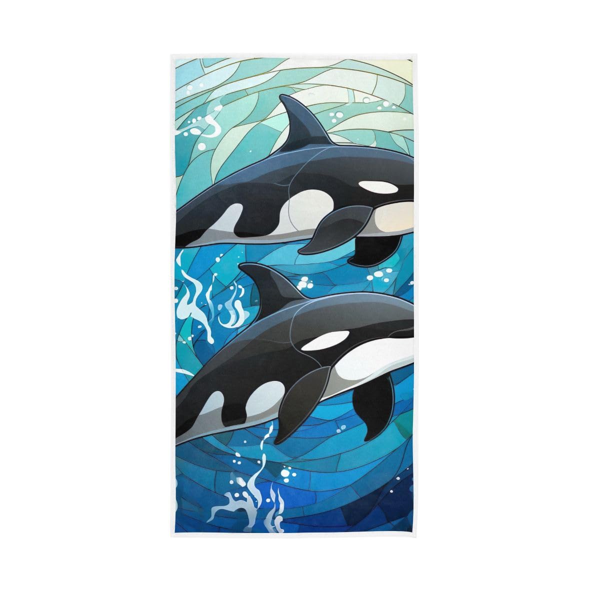 HUYGD Orcas in Blue Water Face Towels for Bathroom, Hand Towels for Bathroom, Shower, Hotel, Spa 15 x 30 Inches