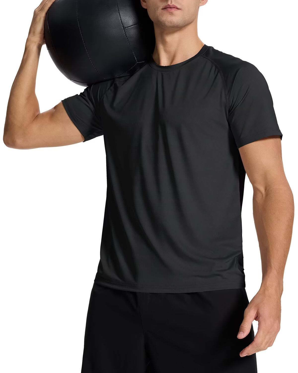 SNOWTEN Men's Sun Protection Shirts Lightweight Athletic Quick Dry Rash Guard Cooling Tee with Silver Ion Tech Darkgrey M