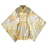 Women's Sexy Short Kimono Costume Adult Japanese Geisha Robe Prints Floral Bathrobe Sleepwear With Obi Belt Outfit