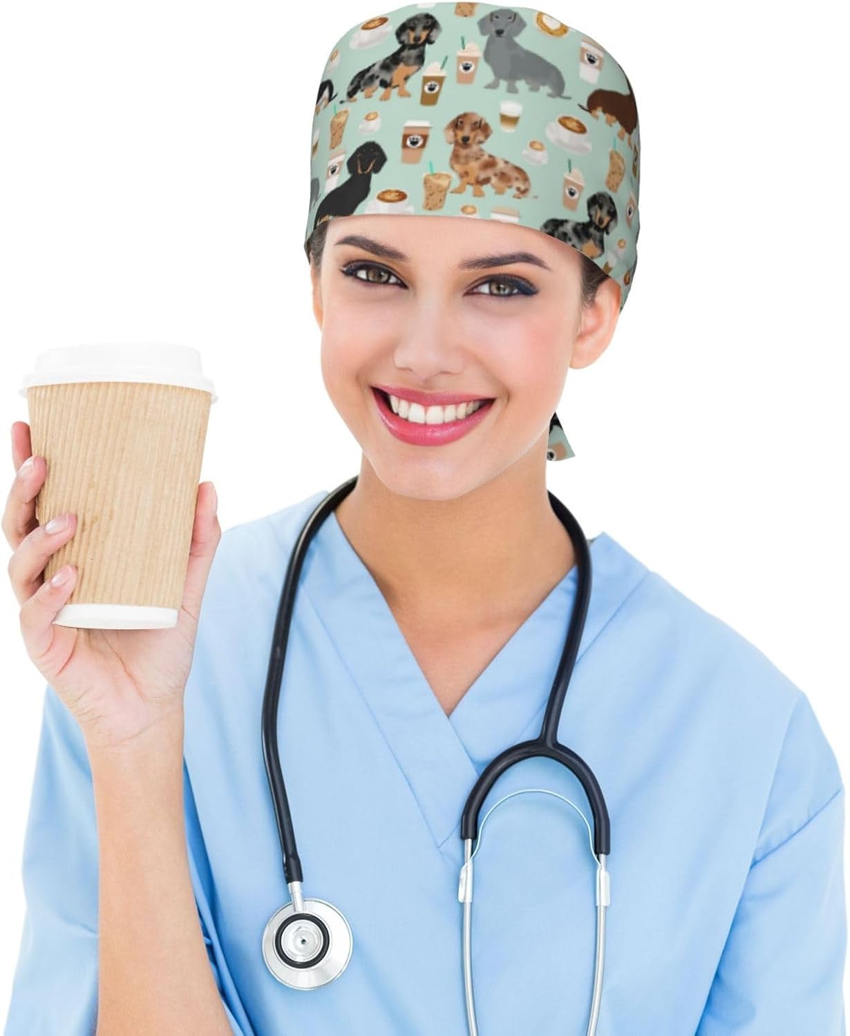Ohio State Gray Adjustable Working Cap Scrub Hat Sweatband, Fashional Bandage Tie Back Nurse Head Cover for Women Men