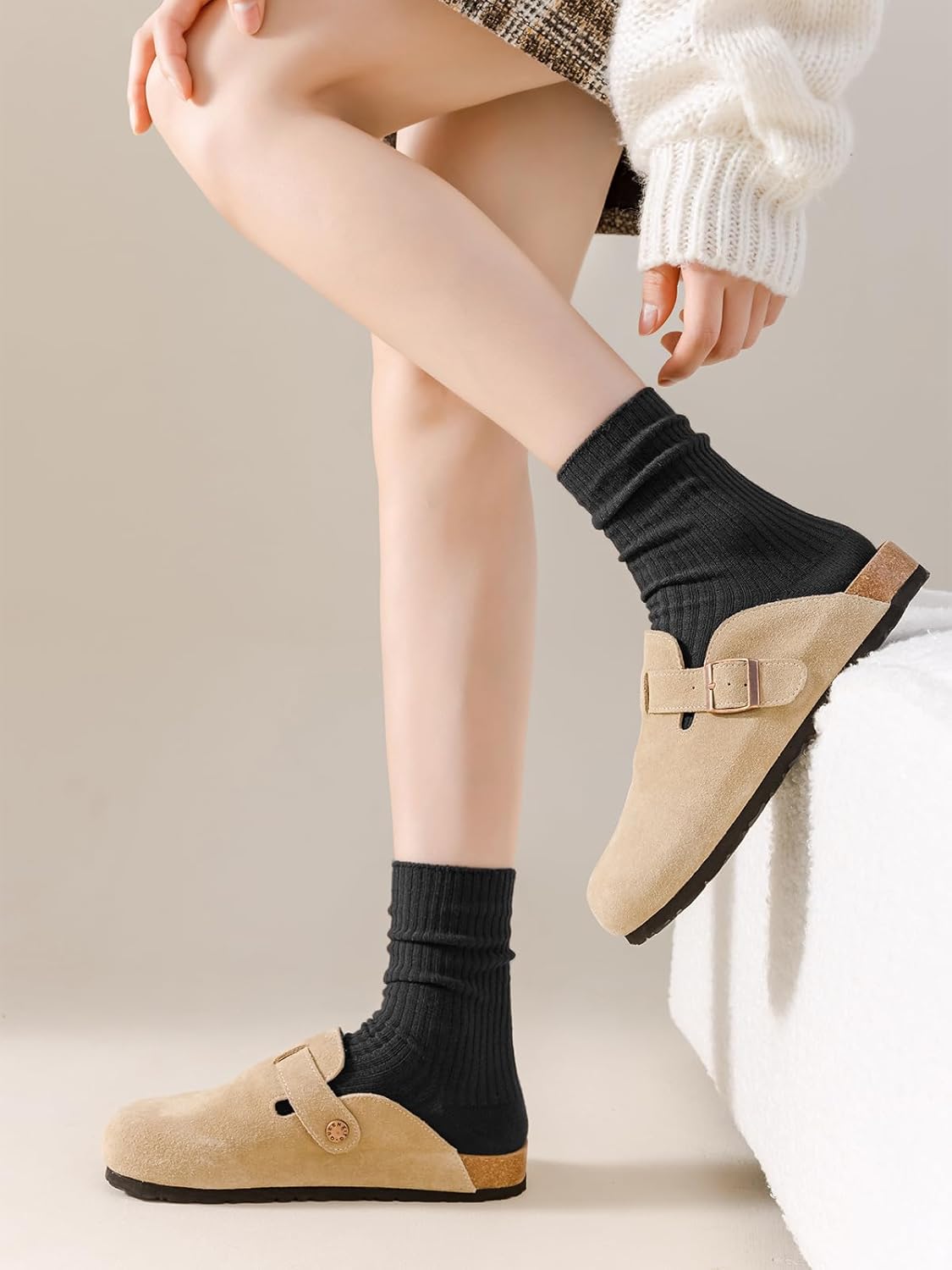 DOKUTOKU Womens Crew Socks Size 7-9 Cotton Cute Long Fall Workout Casual Socks 6 Pack - Image 5