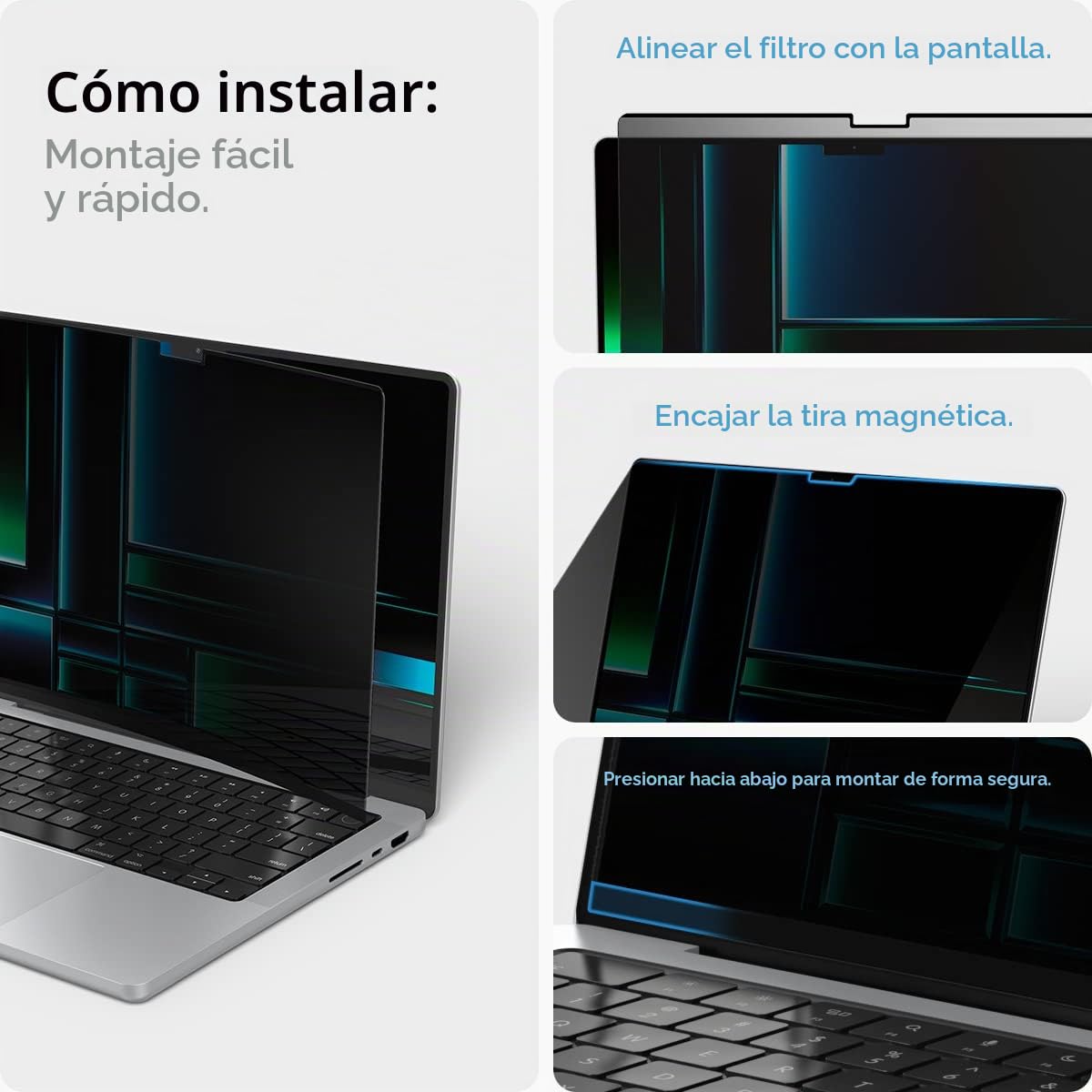 Spigen SafeView Protector Pantalla Filtro Privacidad para MacBook Pro 14 pulgadas (M5 Pro / M5 Max 2026 / M5 / M4-M1 series), 1 Unidad, Anti-Espía, Magnética Extraíble