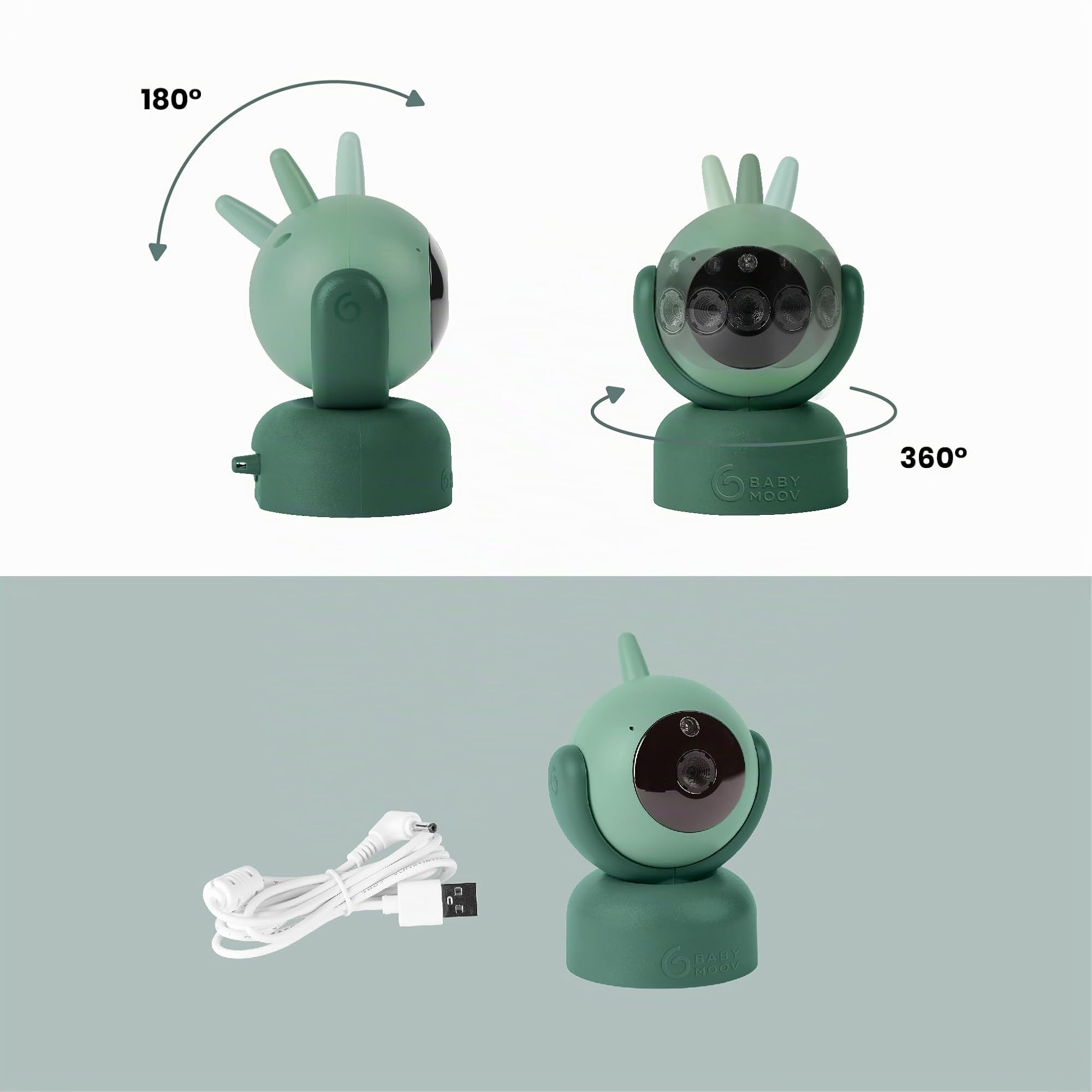 Babymoov - Caméra Additionnelle pour Babyphone Vidéo YOO Twist - Sleep Technology - Caméra à 360° - 8 Berceuses & Veilleuse - Capteur de température