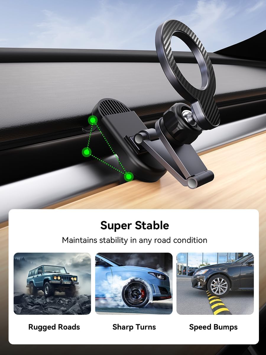 for Tesla Phone Mount Magsafe, [Strong Magnets] for Tesla Model Y Model 3 Phone Holder, Tesla Accessories [ONLY Fits for 2024-2020 Model Y, 2023-2017 Model 3] Fits for All iPhone & Android Phones