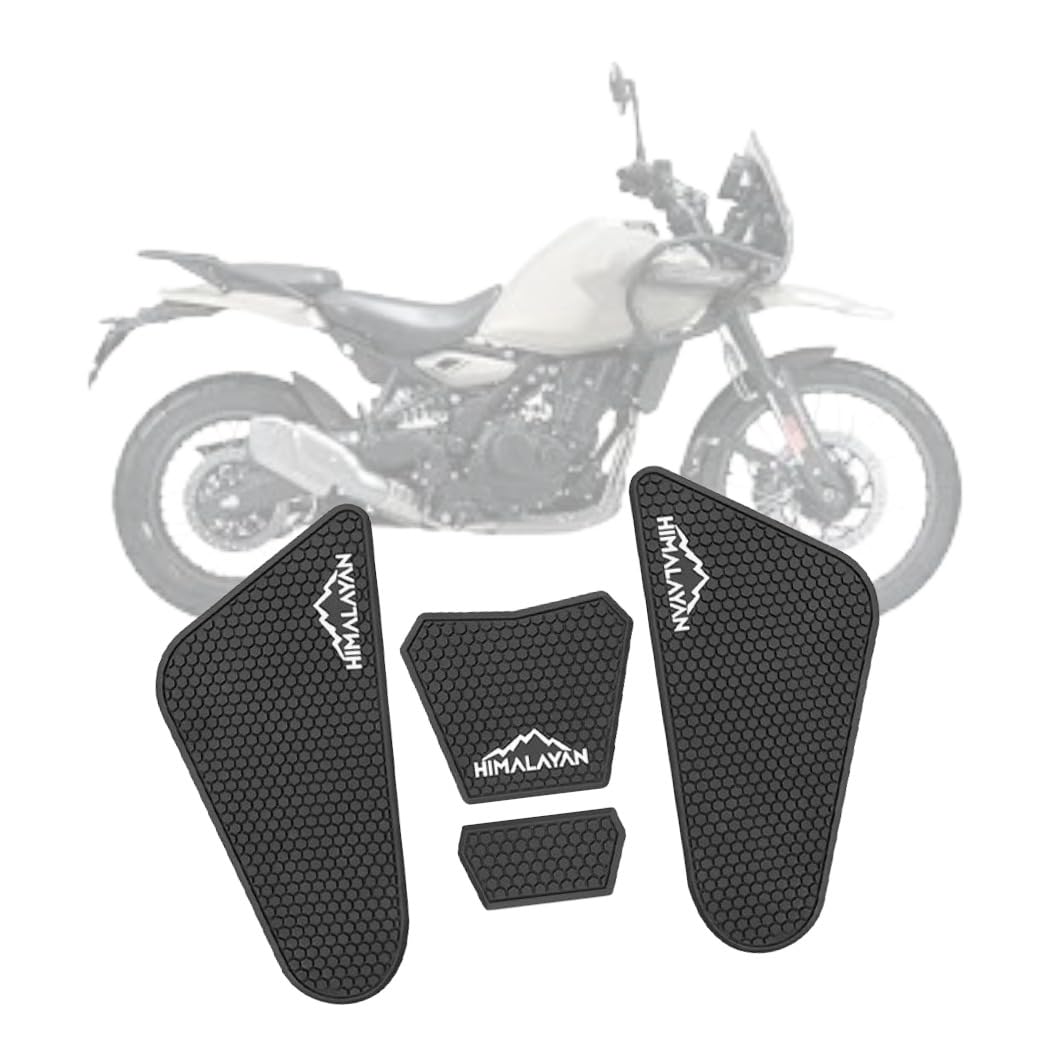 Fuel Tank Pad Sticker for RE Himalayan 450 (2024-2026) | Anti-Slip Side Tank Grip Protector Decal | Scratch Resistant Rubber Fuel Tank Protection Sticker | Black-image-30