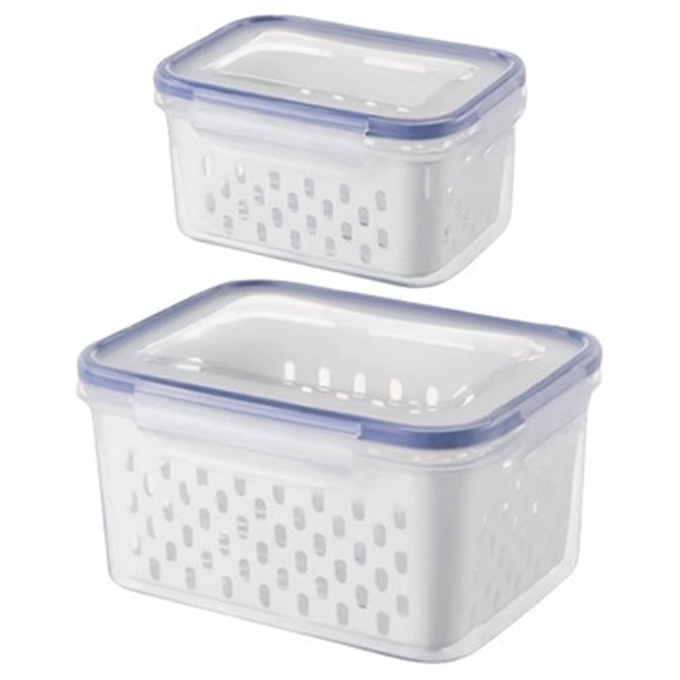 Sjfbebsy 2Pcs Fruit Storage Containers, Leakproof Plastic Food Containers with Drain Basket, Dishwasher & Microwave Safe for Refrigerator - Fresh Fruit for Fridge
