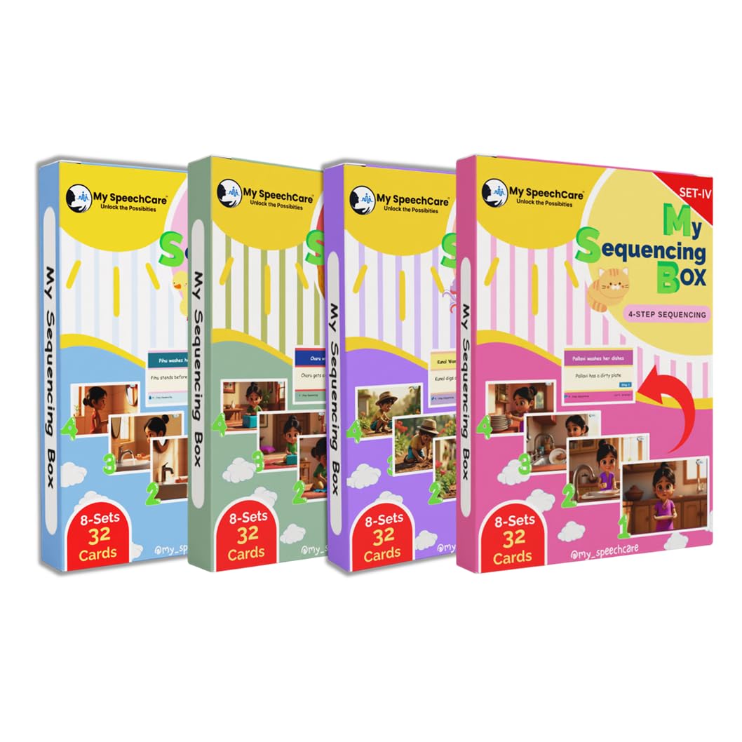 Sequencing Box Kit 4 Sets for Language Development, Memory, and Communication Skills |Evidence-Based Tool for Home, Classroom, Speech and Language Therapy