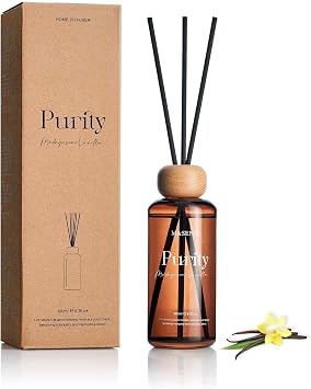 M&SENSE Reed Diffuser Set, Madagascar Vanilla Scented 6.3 fl oz Natural Essential Oil Diffusers with Sticks, Non-Toxic Organic Air Freshener, Long-Lasting Fragrance Oils for Living Room Bedroom