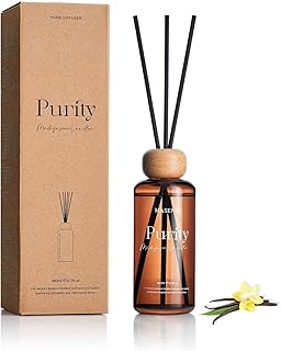 M&SENSE Madagascar Vanilla Reed Diffuser Set: 6.3 fl oz Non-Toxic Aroma Set with Sticks, Long-Lasting Natural Essential Oil Gifts for Bedroom, Shelf Decor & Small Spaces