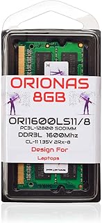 8GB 2RX8 PC3L-12800 PC3L-12800S DDR3L 1600MHz SO-DIMM CL11 204 Pin 1.35v Non-ECC Unbuffered Notebook Memory Laptop RAM Module Compatibel with Intel AMD Computer Notebook
