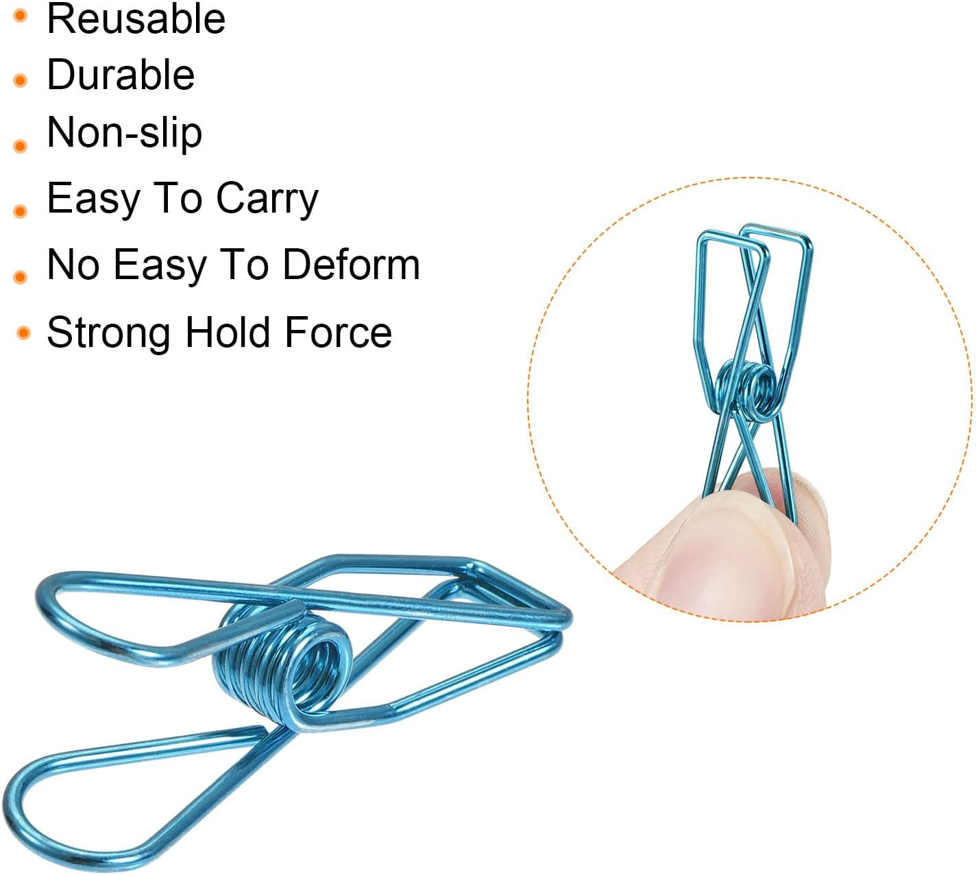 MECCANIXITY Small Metal Wire Clip 1 Inch Multi-Purpose Bag Clamp for Home Office Kitchen, Blue Pack of 45