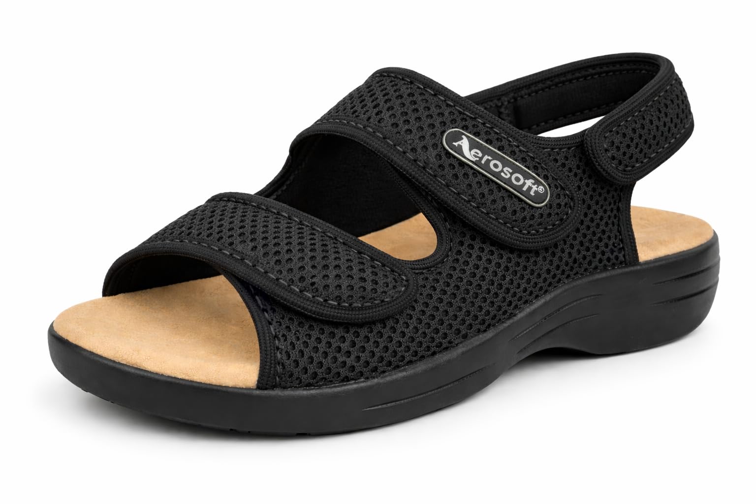 Aerosoft Reha-Sandale Stretch 18 für Damen und Herren mit Klettverschluss | Stretchmaterial passt sich Hallux Valgus und empfindlichen Füßen an, rutschhemmend, der Fersenklett erleichtert den Einstieg.