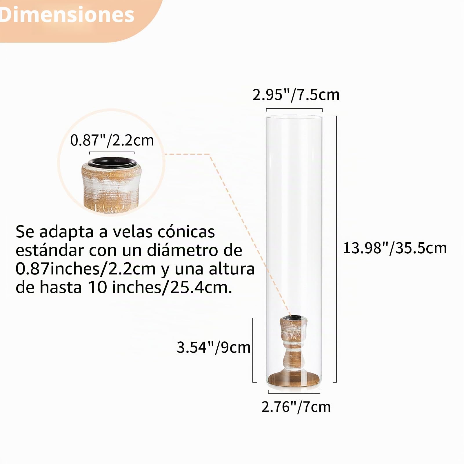 NUPTIO Mader Huracán Candelabro de Vidrio - 10 Piezas A Granel Taper Candelabros de Vela Palo de La Vela Se Mantiene El Paquete de Claro Cónico Velas Moderno Mesa De Navidad Cena Chimenea