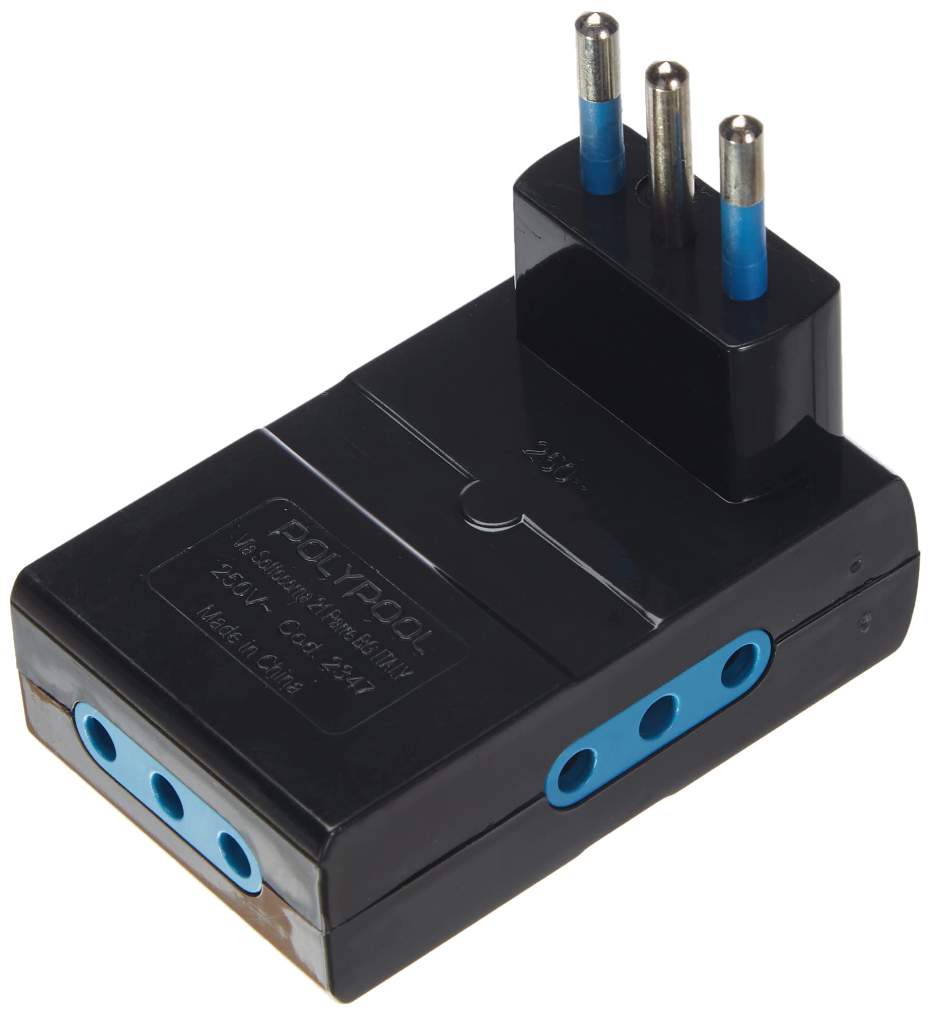 Adattatore Presa Tripla POLY POOL - Salvaspazio, 3 Prese 10A/16A, Distanza Da Muro 20mm, Bianco - Foto 4