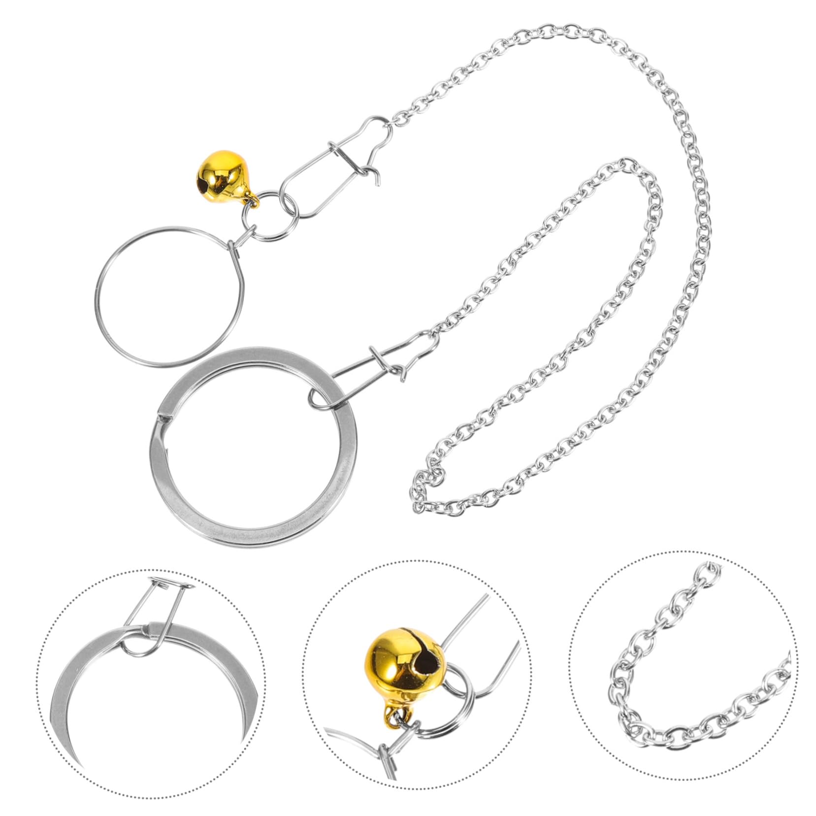 VANZACK 2 Sets Parrot Collar with Training Leash Bird Harness Chain Metal Bird Collar