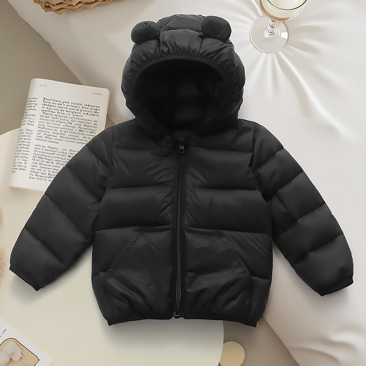 AIWUHE Piumino con cappuccio per bambini Ragazzi Ragazze Leggero Puffer Cappotti Invernali Bambino Orso Orecchie Cerniera Giù Cappotti Outwear 6M-4T