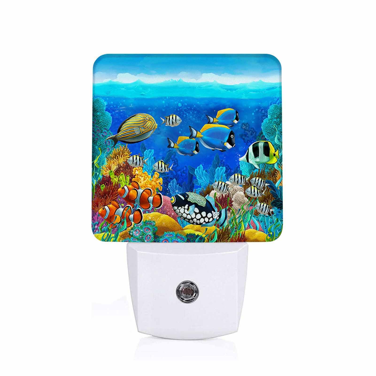 Chrobak LED Night Light,Colorful Underwater Fish LED Night Light Plug ...