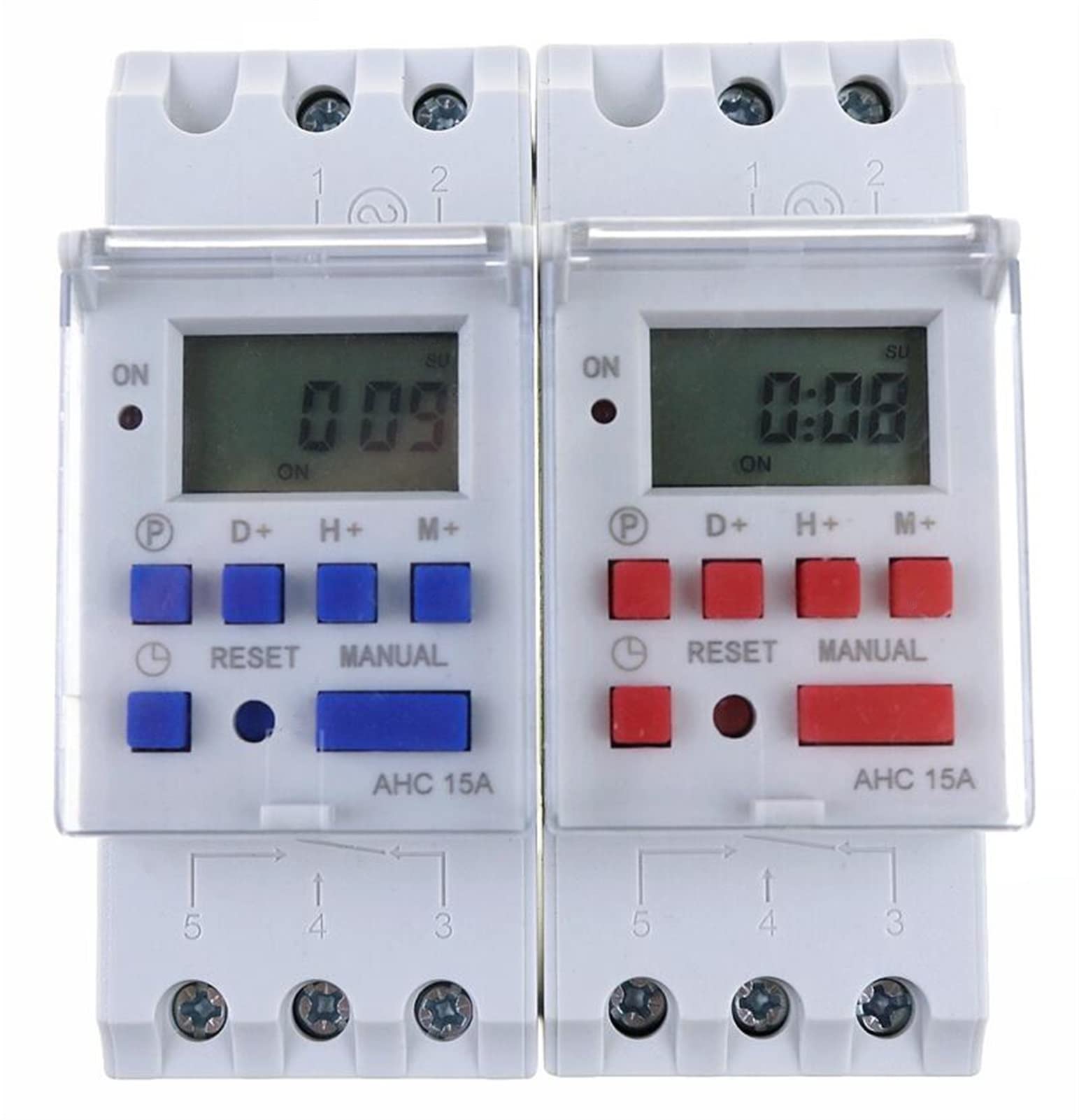 EZZON THC15A DIN-Schienen-Timerrelais, Zeitschalter, wöchentlich programmierbar, elektronischer Touchschalter, Klingelringgerät (Farbe: Rot drücken, Größe: 12 V DC)
