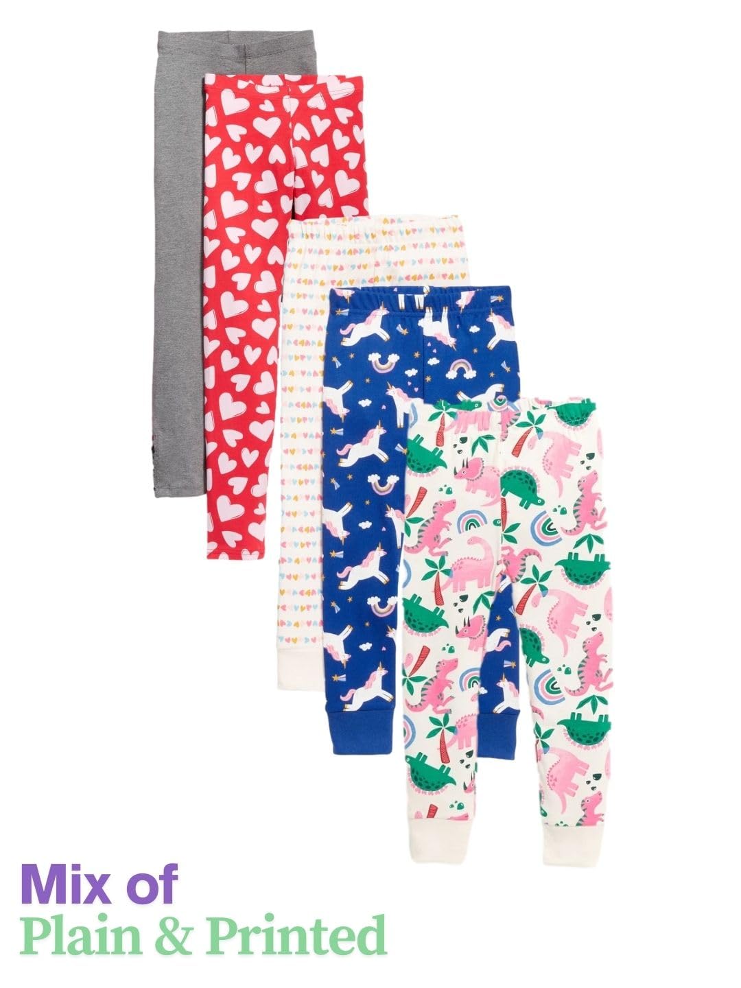TuddyBuddy Baby Girl's 100% Organic Cotton Ribbed Sleepwear Comfort Fit Pyjamas Pant Bottomwear (12 Months-18 Months, Pack of 5, Assorted) - Image 6 thumbnail