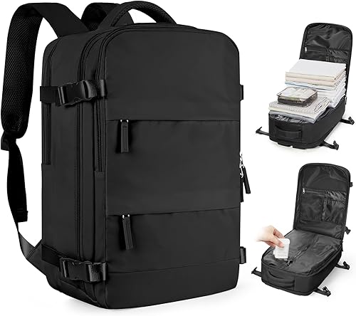 Miniatura 33 de Mochila de viaje grande, bolsa de mano, aprobada para aviones, para artículos personales, para hombre o mujer, color beige con marrón