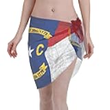 Women Sarong Chiffon Beach Wrap Swimsuit Cover Up North Carolina Flag Bikini Wrap Skirt